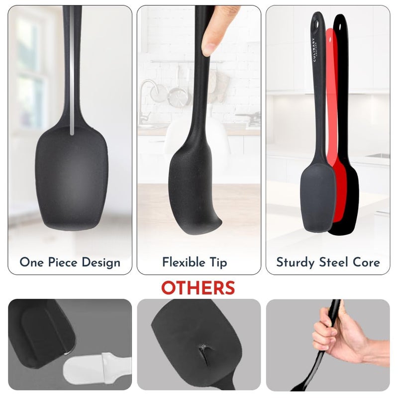 Culinary Couture 4-Piece Black Baking Spatula Set - Holiday Baking Essentials, Rubber Spatulas Silicone Heat Resistant, BPA-Free - Spatula Set for Nonstick Cookware - Silicone Baking Utensils - Image 3